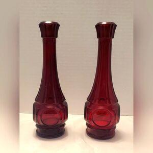 Wheaton Ruby Red Bud Vases